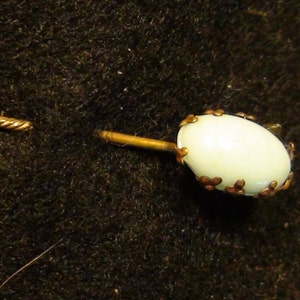 antique gold and blue glass stick pin