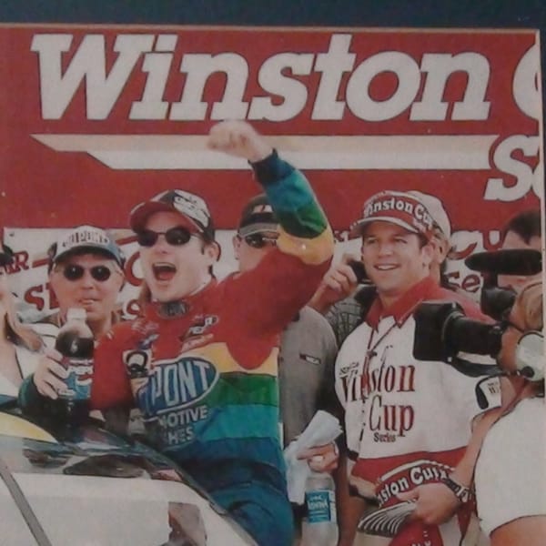 framed winston cup photo of Jeff Gordon