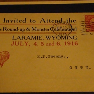 advertising cover from 1916 roundup in Laramie Wyoming