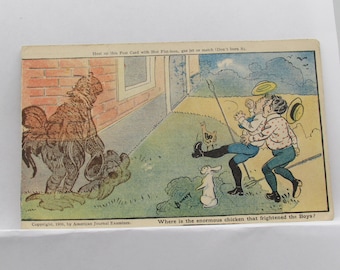 Old humorous postcards, 1906, from the "Magic Invisible" series, American Journal Examiner
