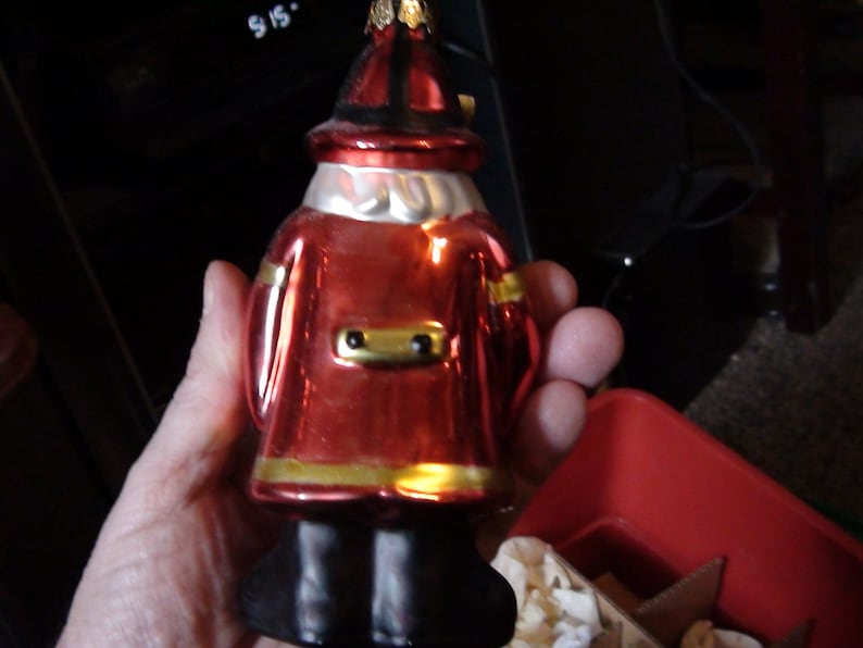 Santa Fireman glass ornament