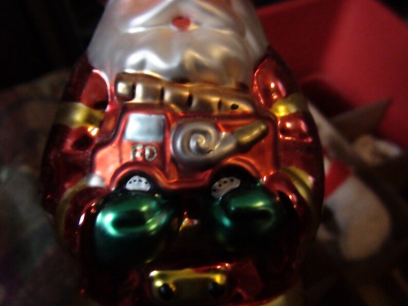 Santa Fireman glass ornament