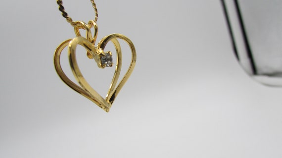 18kt gold plated double heart necklace with cente… - image 9