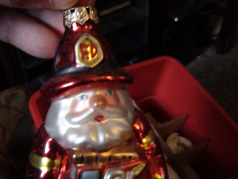 Santa Fireman glass ornament