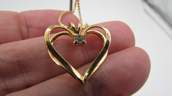 18kt gold plated double heart necklace with cente… - image 3