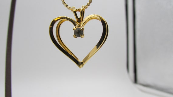 18kt gold plated double heart necklace with cente… - image 2