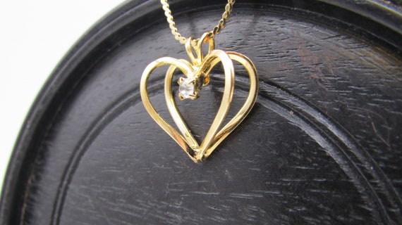 18kt gold plated double heart necklace with cente… - image 10