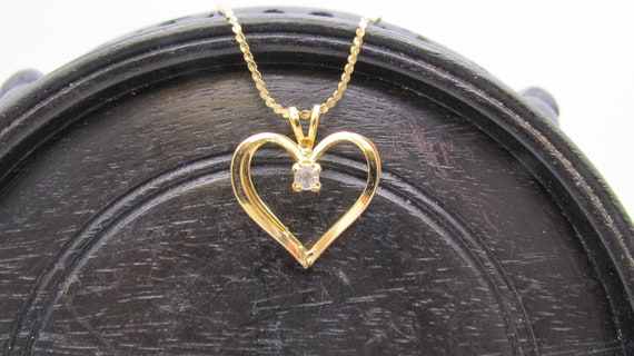 18kt gold plated double heart necklace with cente… - image 1