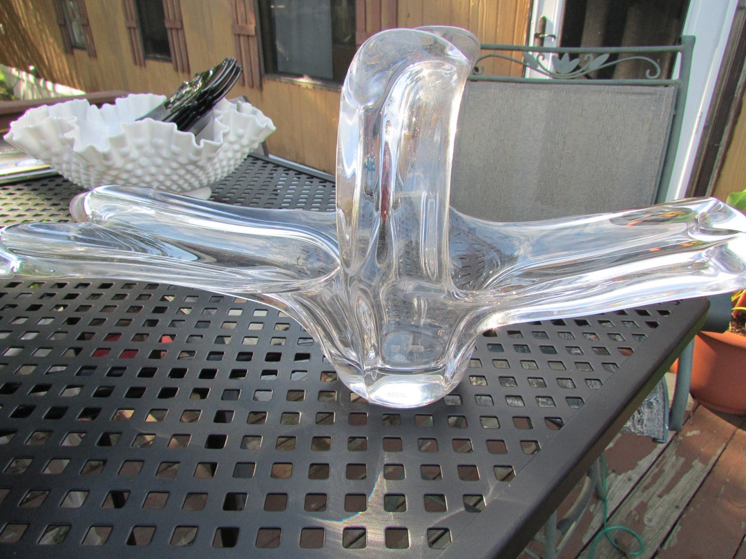 Vintage Cofrac Art Verrier French Crystal Sculptural Bowl