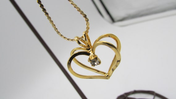 18kt gold plated double heart necklace with cente… - image 5