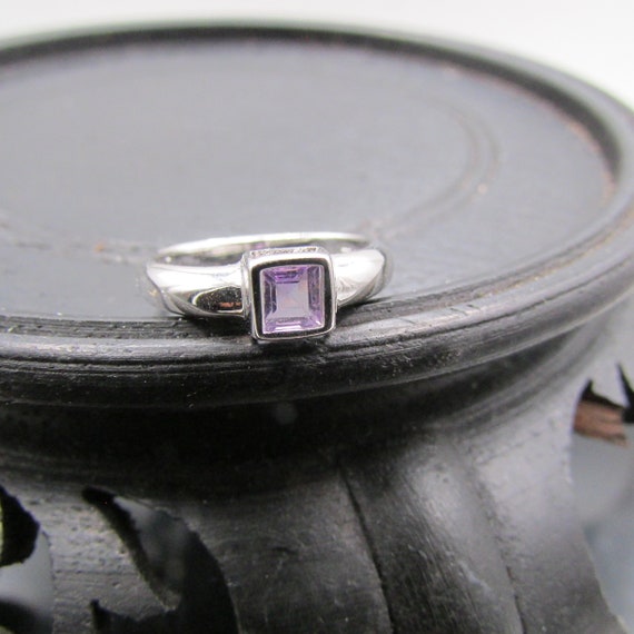 square cut amethyst ring in sterling silver - image 6