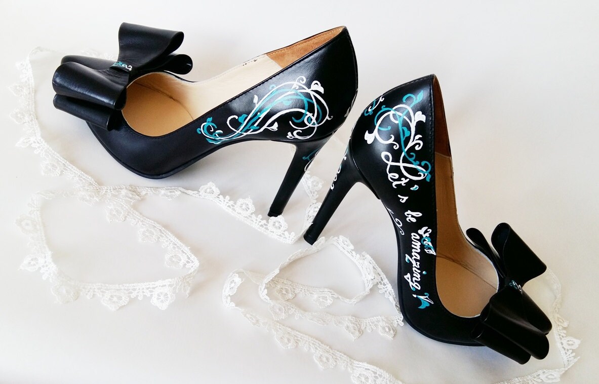 Hand Painted Shoes / high heels / Storytelling / Black Etsy