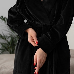 Long Black Robe From Eco Velvet 100% Cotton - Etsy