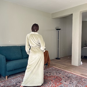 Floor Length Robe From Organic Cotton Velvet Dressing Gown - Etsy