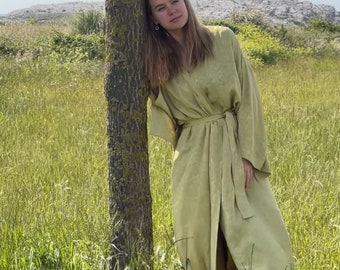 Bohemian long Kimono Robe with pockets and belt