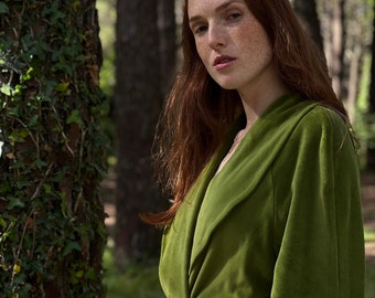 Long Green Robe from Eco Velvet 100% Cotton