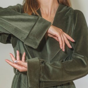 Long Green Robe From Eco Velvet 100% Cotton - Etsy