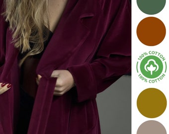 Velvet floor length robe / Cotton organic / green / blue/ pink / beige / black / caramel