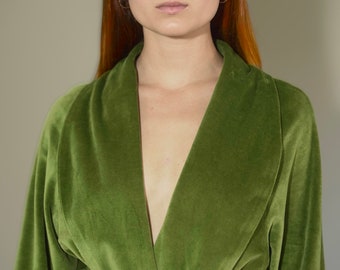 Long Green Robe from Eco Velvet 100% Cotton