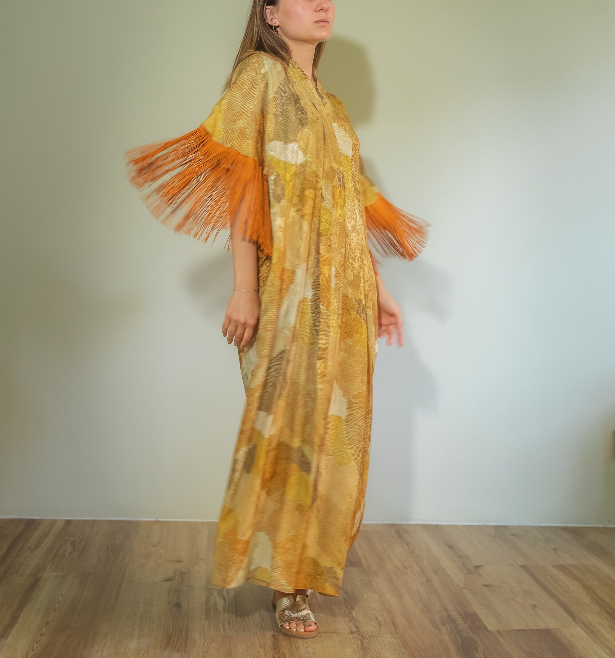 Bohemian Kimono Robe from organic jacquard / Kimono Dress / Dressing Gown / Kimono Cardigan