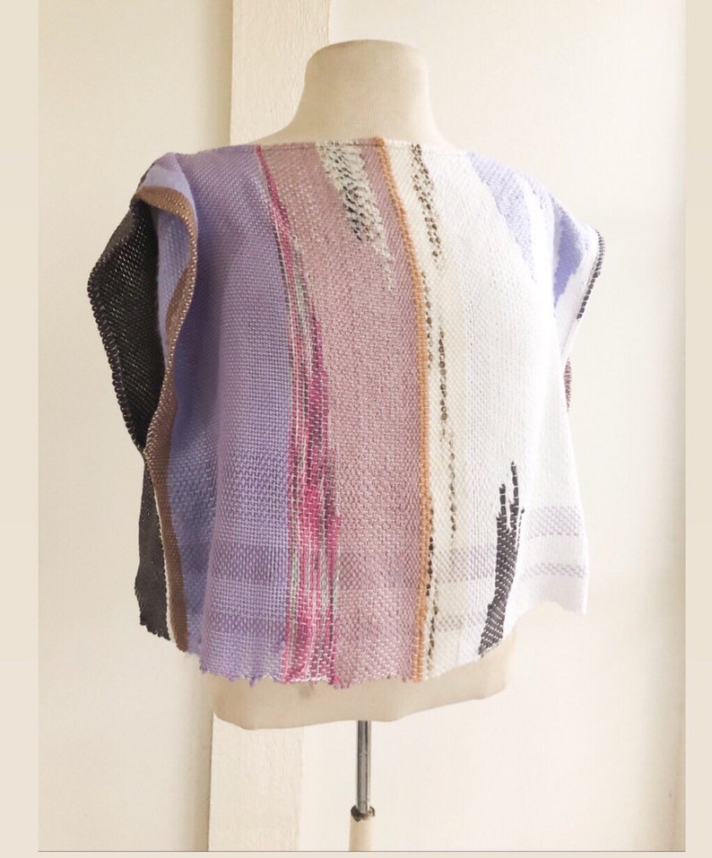CUSTOM- Reversible SAORI Kaftan Tank top in mostly cotton ooak top sleeveless shirt one size fits many artwear