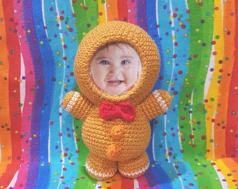 PATTERN ONLY PDF Download: Gingerbread Man Photo Frame Crochet Pattern, Plushy, Soft Toy, Picture, Christmas Time, Baby Doll, Amigurumi Diy