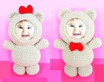 PATTERN ONLY PDF Download: Teddy Bear Photo Frame Crochet Pattern, Amigurumi, Soft Toy, Plushy, Valentines Day, Mummy Bear, Baby Bear, Daddy