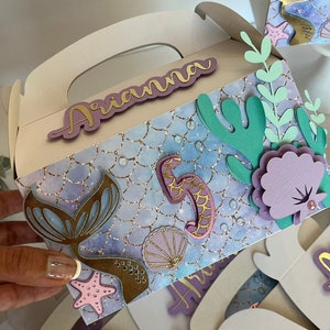 Mermaid favor boxes, mermaid treat box, under the sea party decorations, mermaid birthday, under the sea party, party decoration.