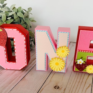 Strawberry 3D letters, Berry first birthday, 3D letters, Berry sweet birthday, Berry first birthday, Smash cake props
