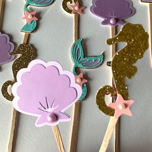 Mermaid cupcake toppers, under the sea toppers, mermaid birthday, little mermaid cupcake toppers, Ocean cupcake toppers, mermaid tai toppers