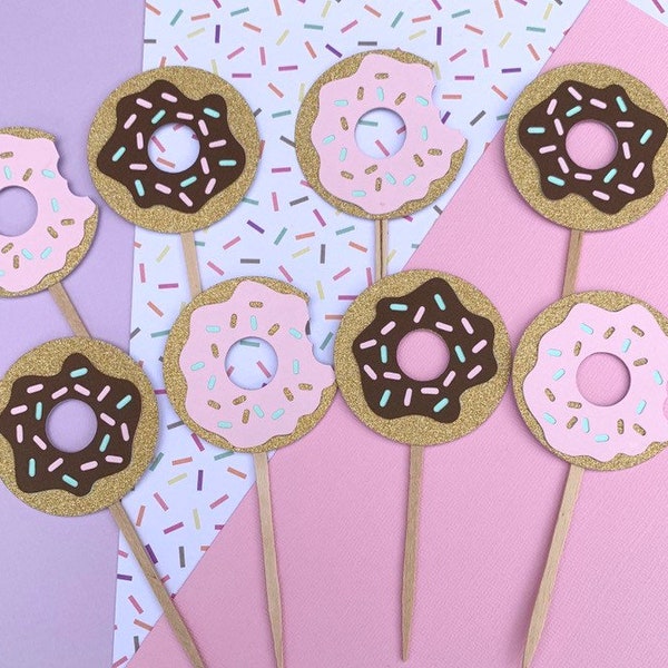 Donut Grow Up cupcake toppers, Donut birthday party, First birthday, Donut cupcake toppers, Donut party