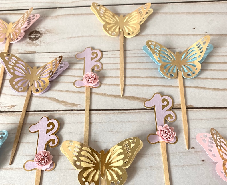 Butterfly Cupcake Toppers Butterfly First Birthday Garden Etsy