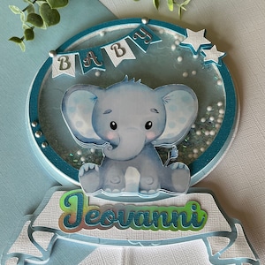 Baby Elephant Cake Topper Shaker, Baby Elephant Baby Shower Decorations, Baby Shower Cake Topper, Elephant topper, It’s a boy cake topper
