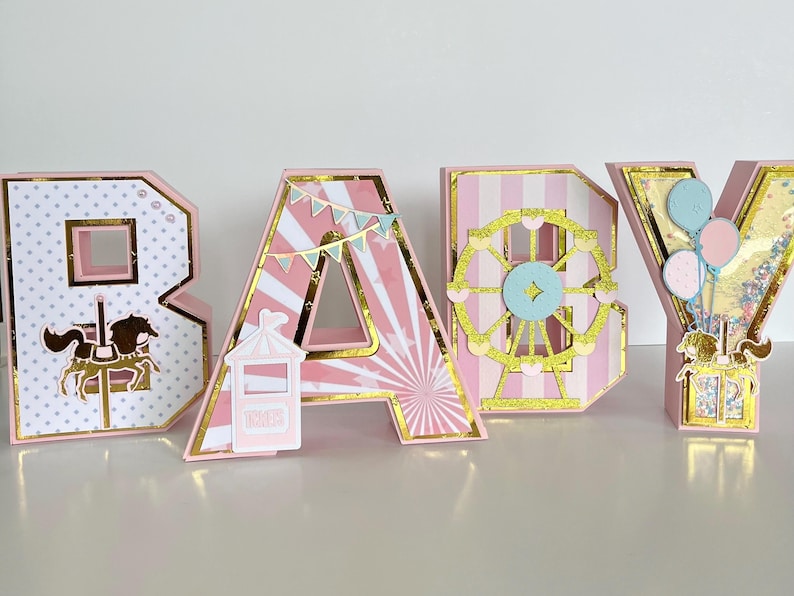 Carousel Baby Shower 3D Letters, Carousel 3D Letters, Circus 3D Letters ...