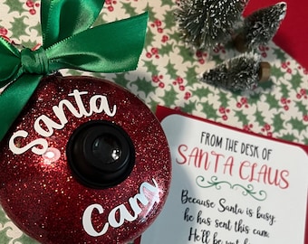 Santa Cam Christmas Ornament, Personalized Ornaments, Santa Spy Cam