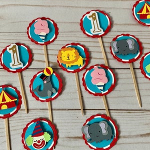 Carnival cupcake toppers, Circus cupcake toppers, Carnival birthday decorations, Circus baby shower, Vintage circus decor, Circus birthday image 2