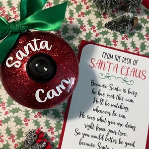 Santa Cam Christmas Ornament with Letter, Personalized Ornaments, Santa Spy Cam