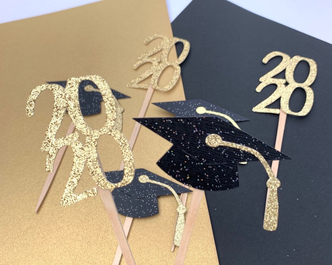 Graduation Cupcake Toppers, Glitter Cupcake Toppers, Class of 2026 ...