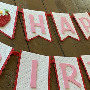 Strawberry birthday banner, First birthday banner, Strawberry theme, Strawberry shortcake theme, Girl first birthday themes