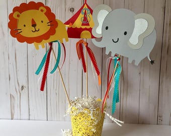 Carnival centerpieces, circus birthday centerpieces, carnival party decorations, circus first birthday,