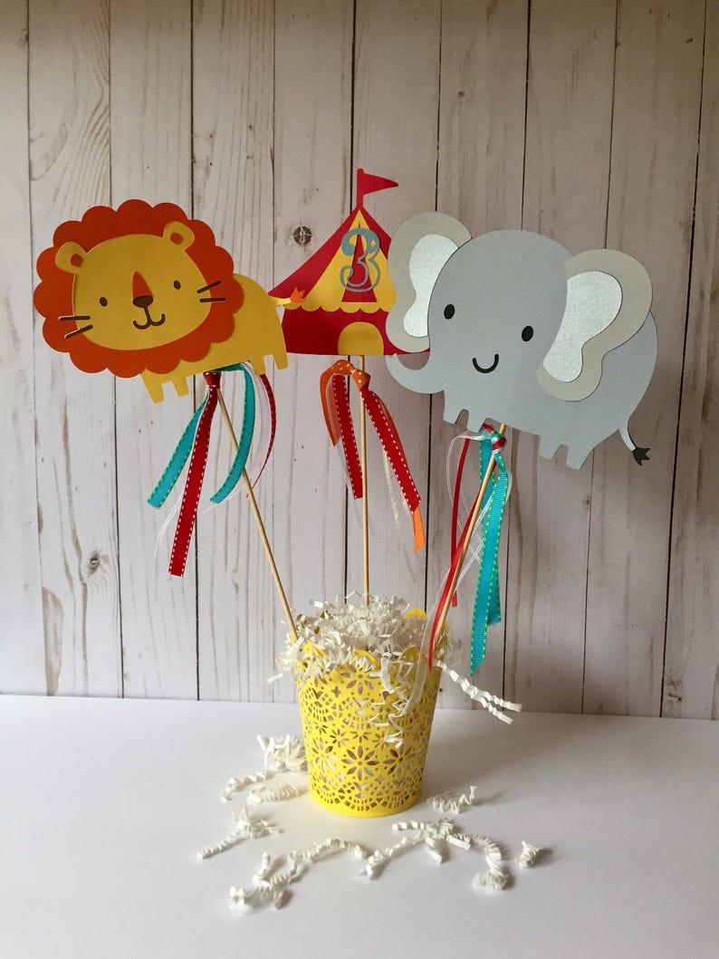 Carnival centerpieces, circus birthday centerpieces, carnival party decorations, circus first birthday, image 1