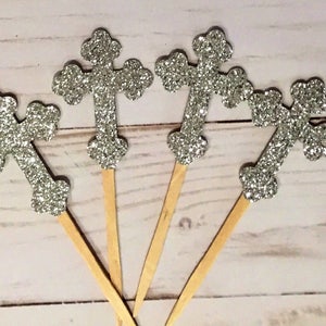 Cross cupcake toppers,christening cupcake toppers, baprism cupcake toppers,  holy communion cupcake toppers , cross toppers