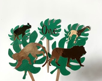Safari theme cupcake toppers, wild one birthday, jungle themed decorations, zoo animals, jungle baby shower decorations, first birthday