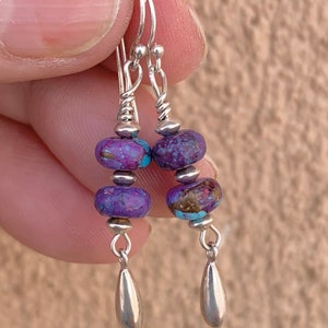 Prescott Purple Turquoise Sterling Silver Drop Earrings main image 1