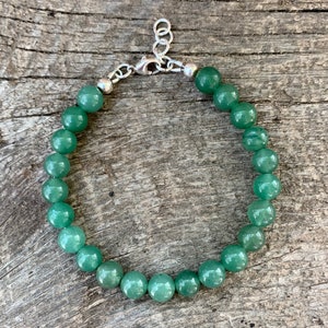 Men’s Green Aventurine Bracelet, Sterling Silver, Gift for Him, Gemstone Bracelet
