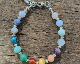 Mixed Gemstone Bracelet: Sterling Silver Boho Style