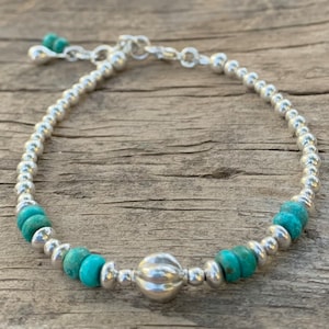 Turquoise Bracelet, Sterling Silver, Southwestern Style, Women’s Jewelry, Guft for Her