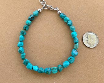Men’s Turquoise Nugget Bracelet, Sterling Silver Bracelet, Men’s Turquoise Jewelry, Gift for Him