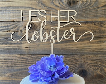 He's Her Lobster Wedding Cake Topper | Bridal Shower | Cake Decorations | Friends Theme