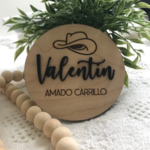 Personalized Wood Baby Name Announcement Sign, Birth Reveal Photo Prop